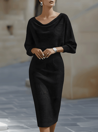 Olivia | White Draped Batwing Midi Dress
