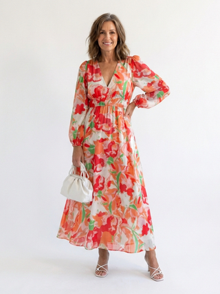 Althea | Long Sleeve Floral Maxi Dress
