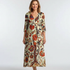 Corisande | V Neck Long Sleeve Floral Midi Dress